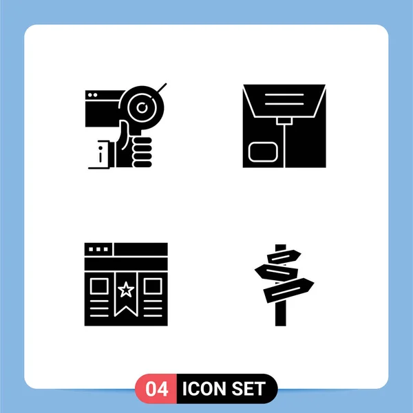 Interfejs Użytkownika Solid Glyph Pack Nowoczesnych Znaków Symboli Celu Interfejs — Wektor stockowy