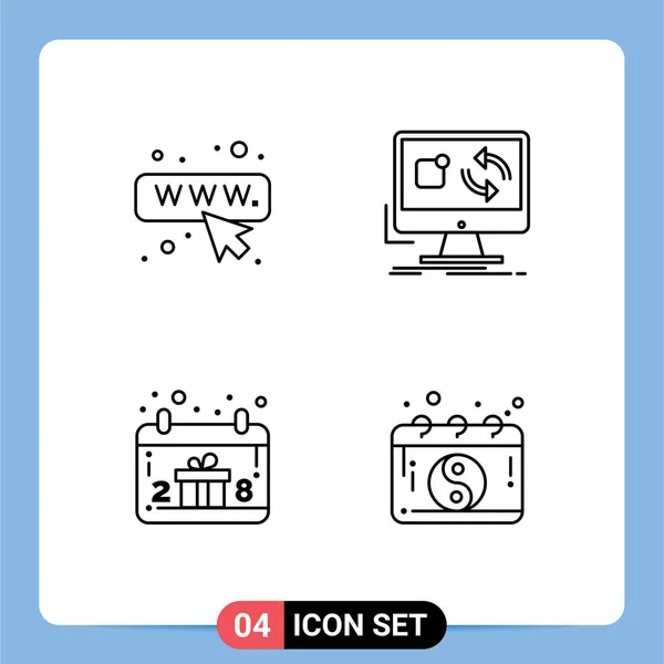 Stock Vektorové Ikony Balení Řádkové Značky Symboly Pro Seo Dárkové — Stockový vektor