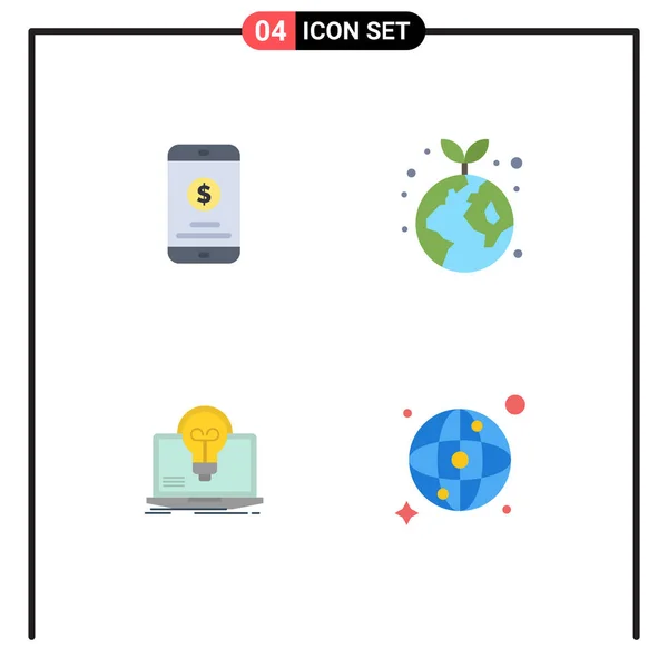 Flat Icon Concept Websites Mobile Apps Mobile Success Money Global — Vettoriale Stock