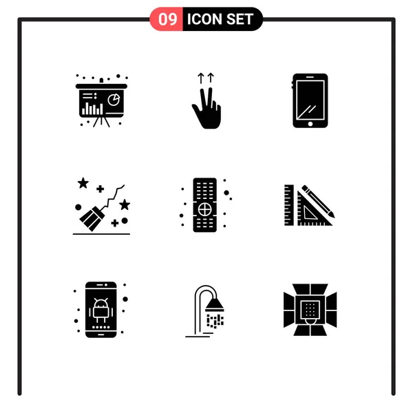 User Interface Pack Basic Solid Glyphs Remote Witchraft Smart Phone — Stockový vektor