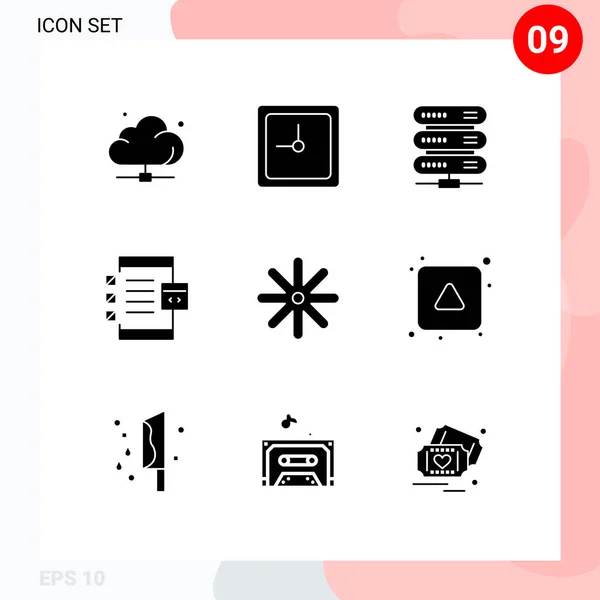 Szilárd Glyph Pack Univerzális Szimbólumok Virág Fejlesztés Számítástechnika Fejlesztése Alkalmazás — Stock Vector