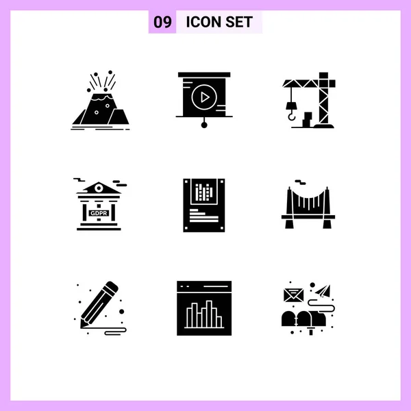 Stock Vector Icon Pack Line Signs Symbols Data Analysis Architecture — Stockový vektor