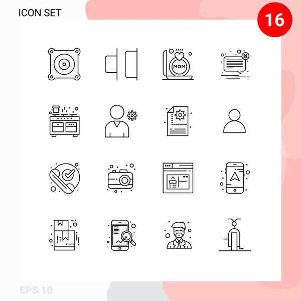 Stock Vector Icon Pack Znaki Symbole Linii Piekarnika Kuchenka Mama — Wektor stockowy