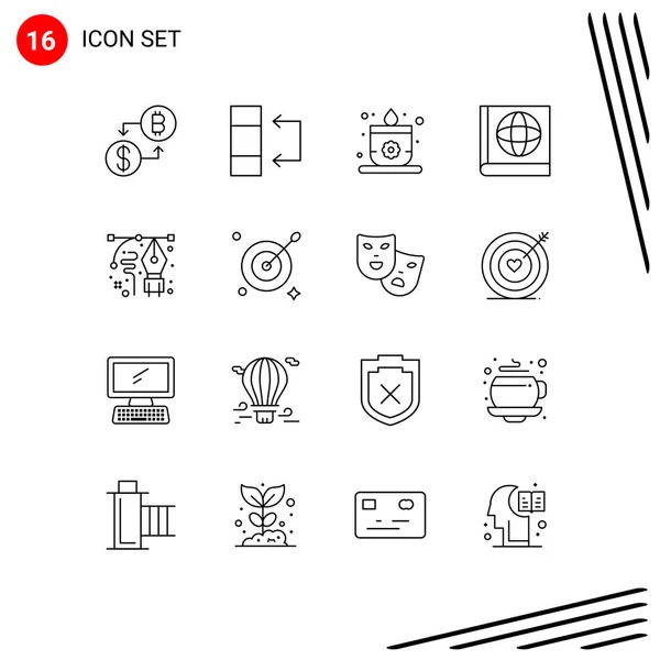 Creative Icons Modern Signs Symbols Target Pen Sauna Drawing Art — Stock Vector