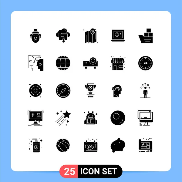 Stock Vector Icon Pack Mit Linienzeichen Und Symbolen Für Transport — Stockvektor