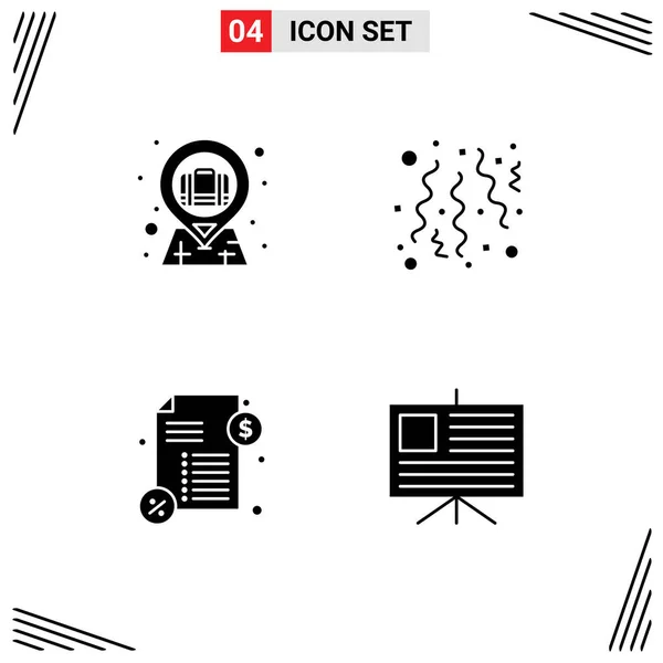 Pictogram Set Egyszerű Szilárd Glifák Táska Pénz Eset Konfetti Analitika — Stock Vector