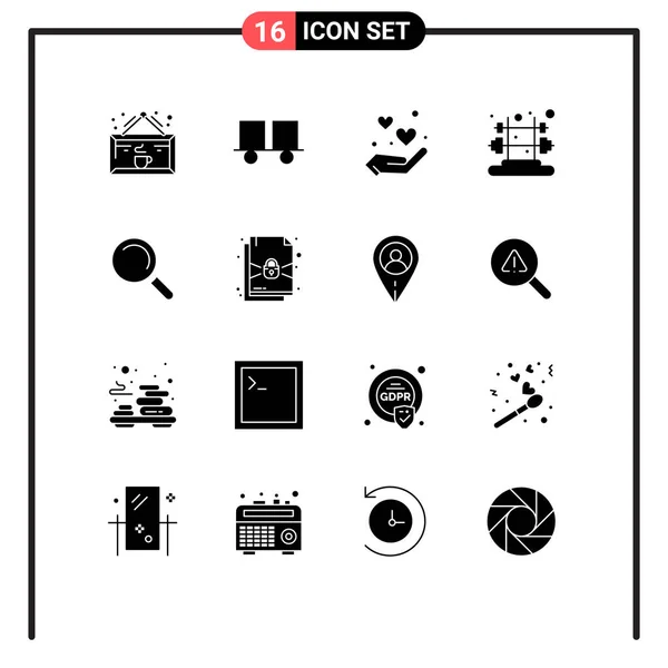 Universal Icon Symbols Group Modern Solid Glyphs Find Gym Forklift — Stock Vector