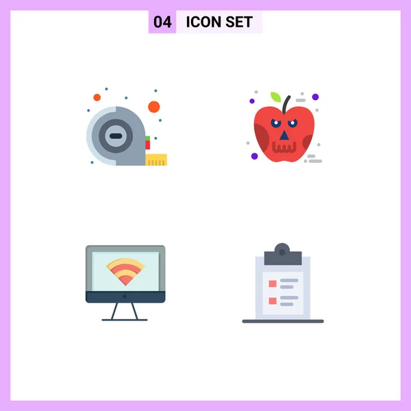 Pictogram Set Simple Flat Icons Measuring Wifi Apple Skull Business — Stock Vector