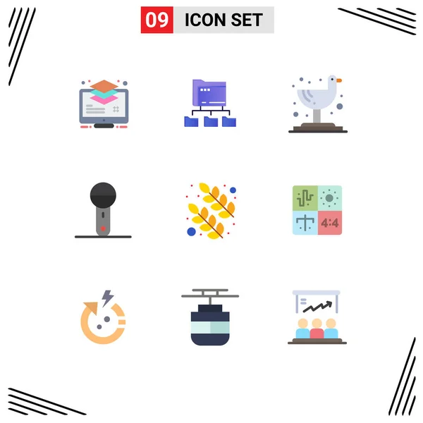 Set Modern Icons Symbols Signs Leaf Products Computing Microphone Devices — Stock Vector