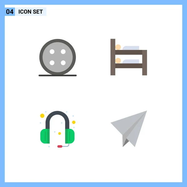 Set Commercial Flat Icons Pack Accessories Headphones Shirt Bunk Headphone — Vector de stock