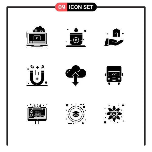 Set Modern Icons Sysymbols Signs Cloud Building Therapy Physics Editable — Archivo Imágenes Vectoriales