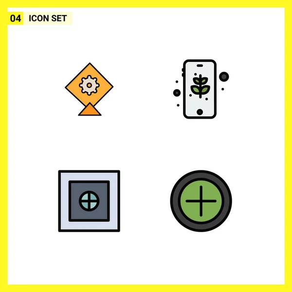 Stock Vector Icon Pack Line Signs Symbols Kite Finance Eco — Stock Vector