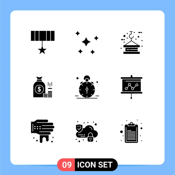 Universal Icon Symbols Group Modern Solid Glyphs Finance Bag Sky — Vetor de Stock