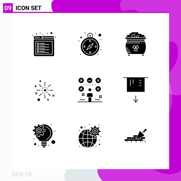 Set Vector Solid Glyphs Grid Para Festival Biscoitos Moeda Celebrar — Vetor de Stock