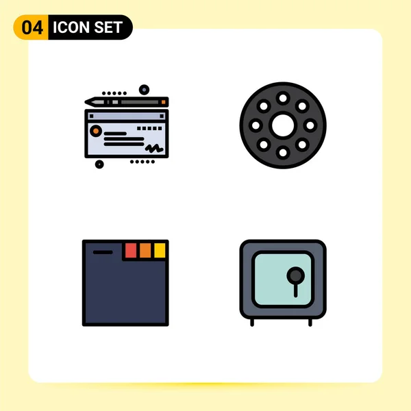 现代标志和货币 浏览器 黄金可编辑向量设计元素的用户界面从线平面彩色包装 — 图库矢量图片