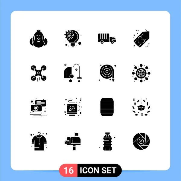 Universal Solid Glyphs Set Untuk Web Mobile Applications Technology Heart - Stok Vektor