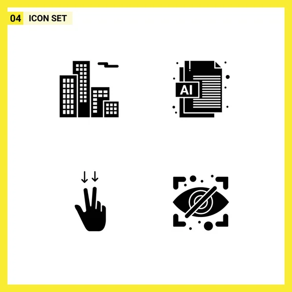 Mobile Interface Solid Gyph Set Pictograms Apartment Block Fingers Private — Vector de stock