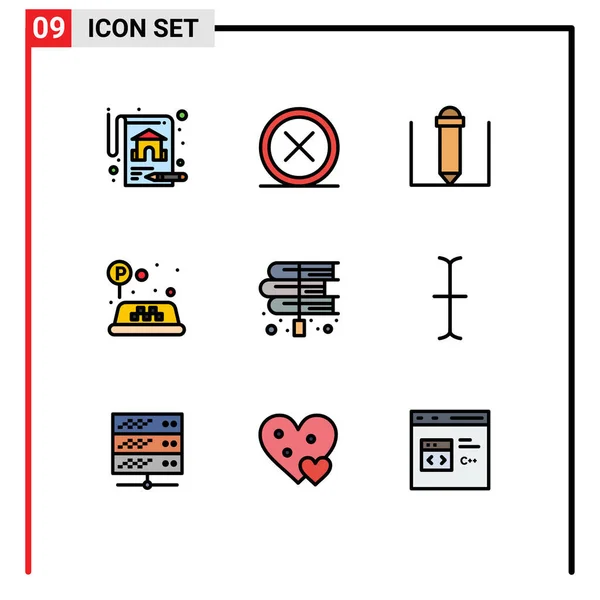 Pictogram Set Simple Filledline Lapos Törvények Oktatás Ceruza Könyvek Forgalom — Stock Vector