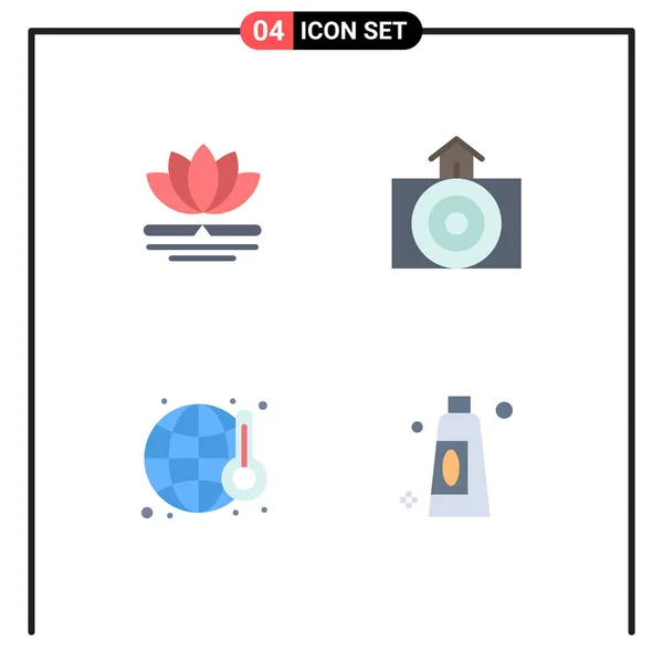 Set Modern Icons Tanda Tanda Untuk Bunga Polusi Cina Alam - Stok Vektor