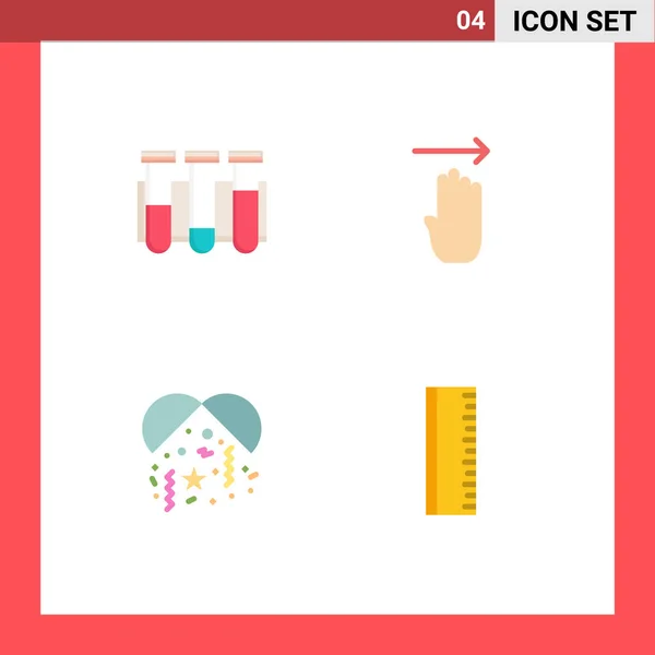Flat Icon Pack Símbolos Universais Teste Celebração Laboratório Quatro Elementos — Vetor de Stock