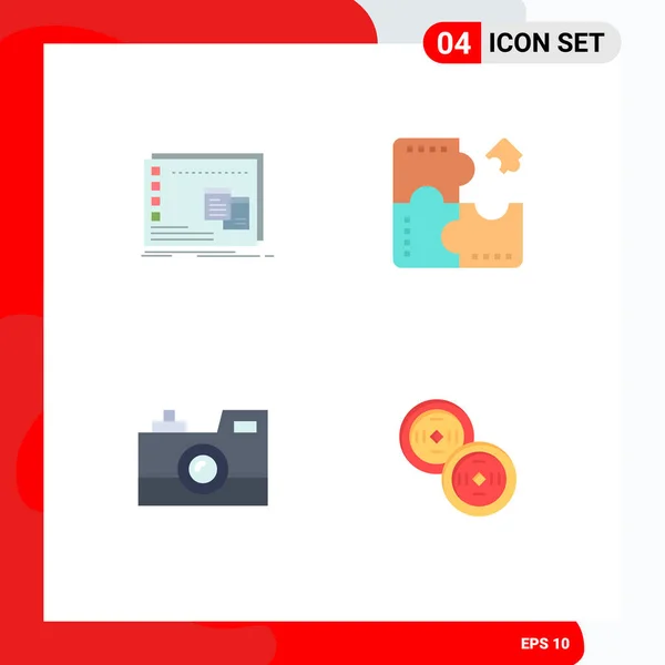 Flat Icon Pack Mit Universellen Symbolen Für Fenster Puzzle Anwendung — Stockvektor