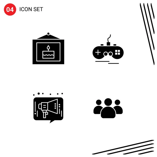 Пакет Креативных Символов Дня Рождения Рекламы Картинки Xbox Медиа Стола — стоковый вектор