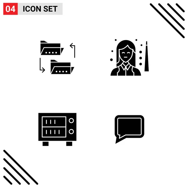 Creative Icons Modern Signs Sysymbols Folder Women File Sharing Player — Vector de stock