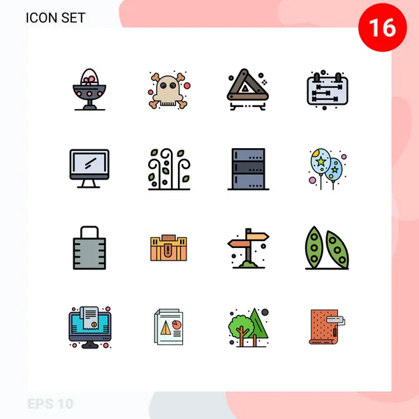 Set Dari Vector Flat Color Filled Lines Grid Untuk Monitor - Stok Vektor