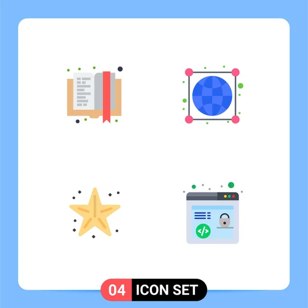 Universal Flat Icon Segni Simboli Libro Oceano Educazione Tutto Mondo — Vettoriale Stock
