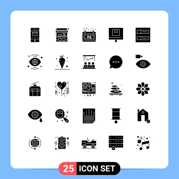 25创意图标网格 商业可编辑向量设计元素的现代符号和符号 — 图库矢量图片