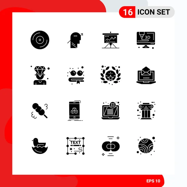 Stock Vector Icon Pack Line Signs Symbols Printer Success Knowledge — Vettoriale Stock