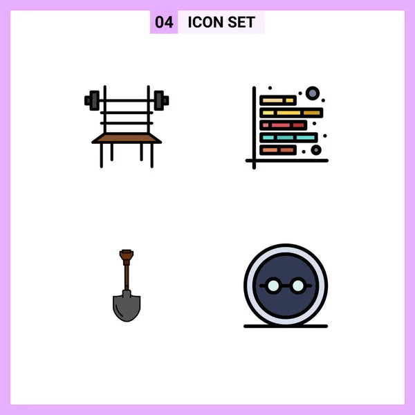 Set Modern Icons Sysymbols Signs Balance Report Gym Chart Shovel — Archivo Imágenes Vectoriales