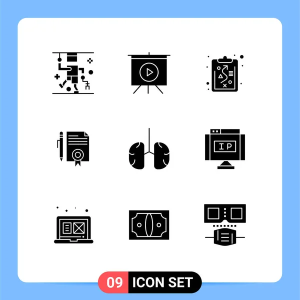 Thematic Vector Solid Glyphs Editable Symbols Breathe Anatomy Management Page — Stock Vector