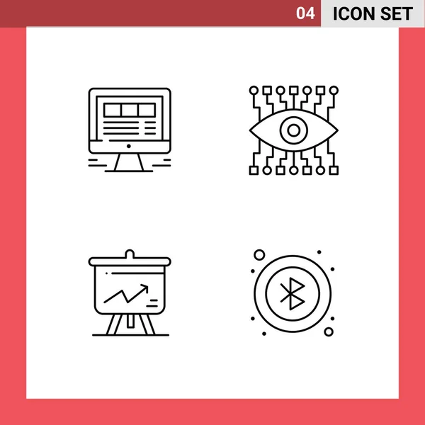 Käyttöliittymä Line Pack Nykyaikaisia Merkkejä Symboleja Selaimen Näyttö Internet Katsella — vektorikuva