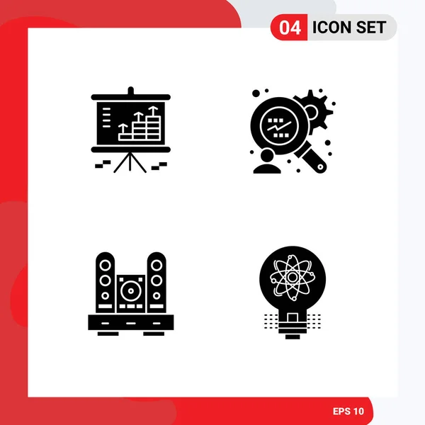 Modern Set Solid Glyphs Pictograph Analysis Home Graph Financial Analysis — 스톡 벡터