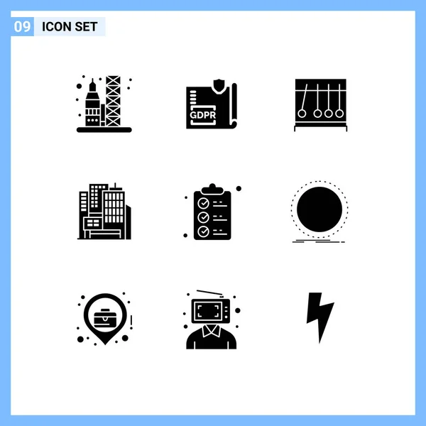 Universal Icon Symbols Group Modern Solid Glyphs Document Construction Protection - Stok Vektor