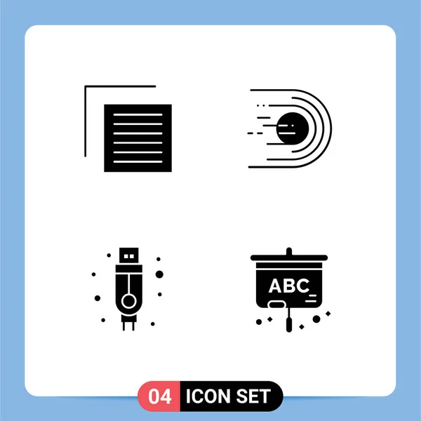 Solid Glyph Pack Símbolos Universais Documento Adaptador Interface Vôo Elementos —  Vetores de Stock
