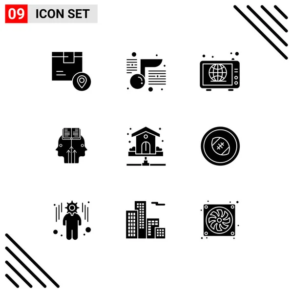 User Interface Solid Glyph Pack Modern Signs Symbols House Programming — Stock Vector