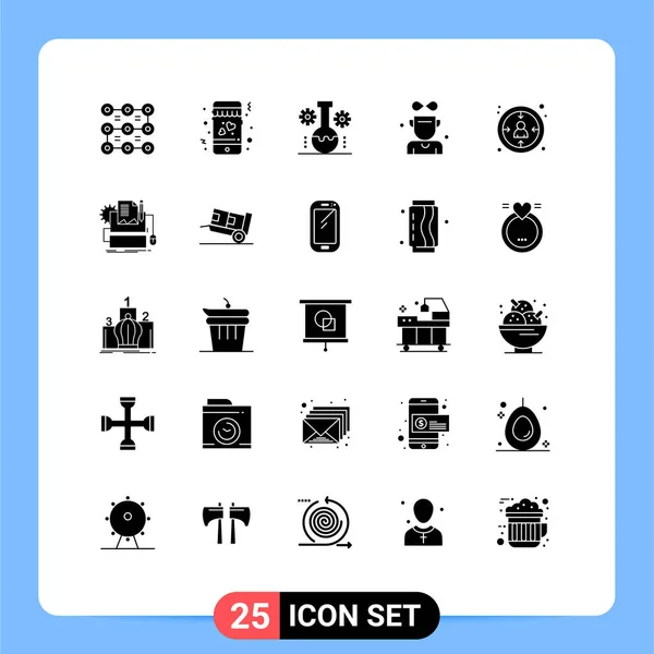 Mobile Interface Solid Glyph Set Pictograms Customer Medal Chemical Industry — Stock Vector