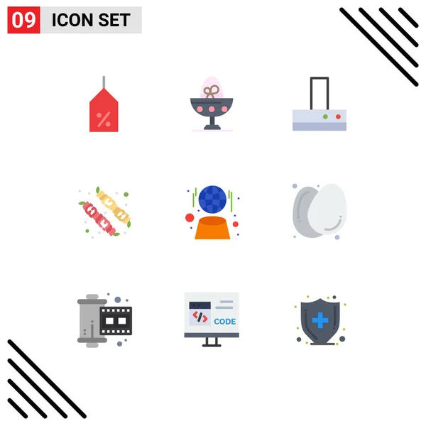 Set Modern Icons Sysymbols Signs Hologram Digital Food Marshmallow Camping — Vector de stock