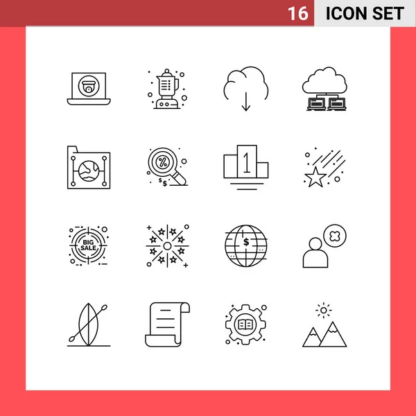 Creative Icons Modern Signs Symbols Cloud Internet Data Server Cloud — Stockový vektor