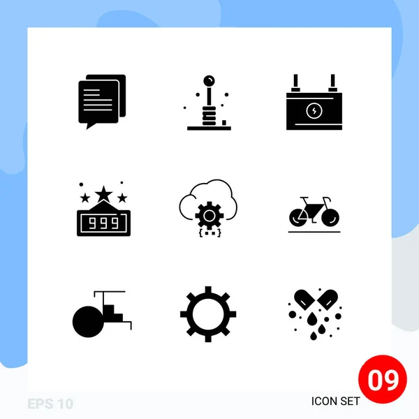 Thematic Vector Solid Glyphs Editable Symbols Developing Cloud Assemulator Game — 스톡 벡터
