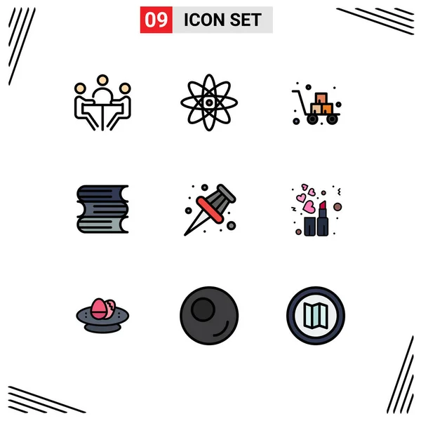 Stock Vector Icon Pack Líneas Símbolos Para Pin Files Box — Archivo Imágenes Vectoriales