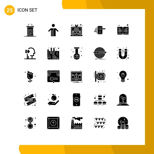 Mobile Interface Solid Gyph Set Pictograms Keyhole Door Priest Lock — Vector de stock