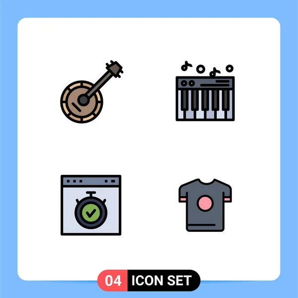 Set Modern Icons Sysymbols Signs Audio Interface Music Piano Stopwatch — Archivo Imágenes Vectoriales