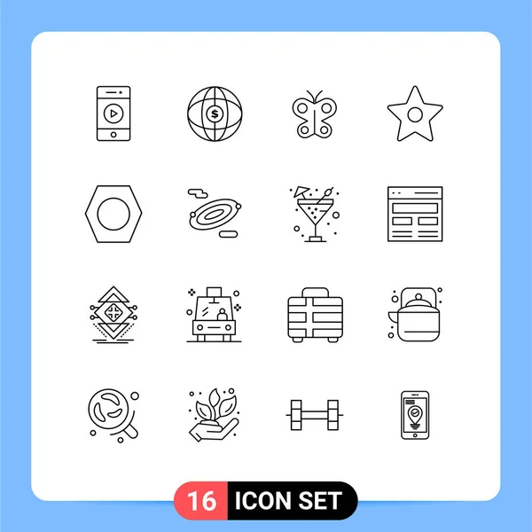 Mobile Interface Outline Set Pictograms Tools Arrow Butterfly Star Bookmark — Archivo Imágenes Vectoriales