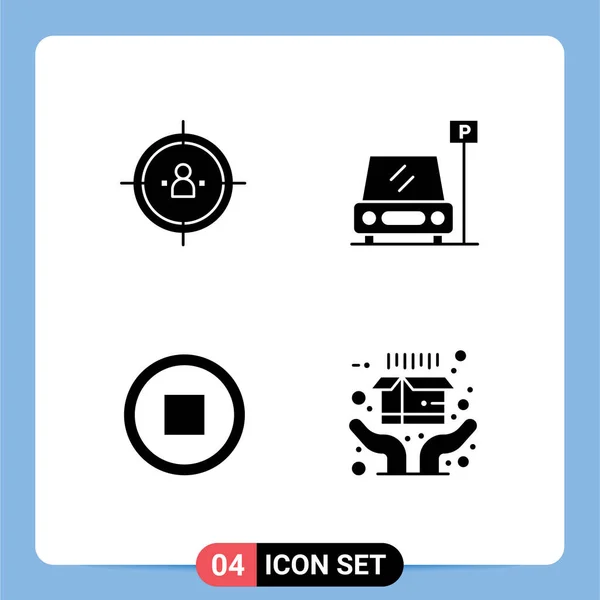 Packung Mit Kreativen Solid Glyphen Für Business Basic Planung Parken — Stockvektor