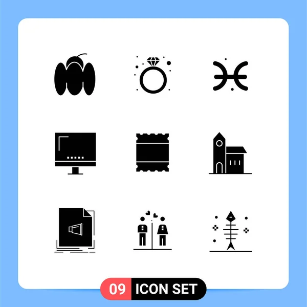 창조적 Glyphs Imac 점성술 컴퓨터 Editable Vector Design Elements — 스톡 벡터