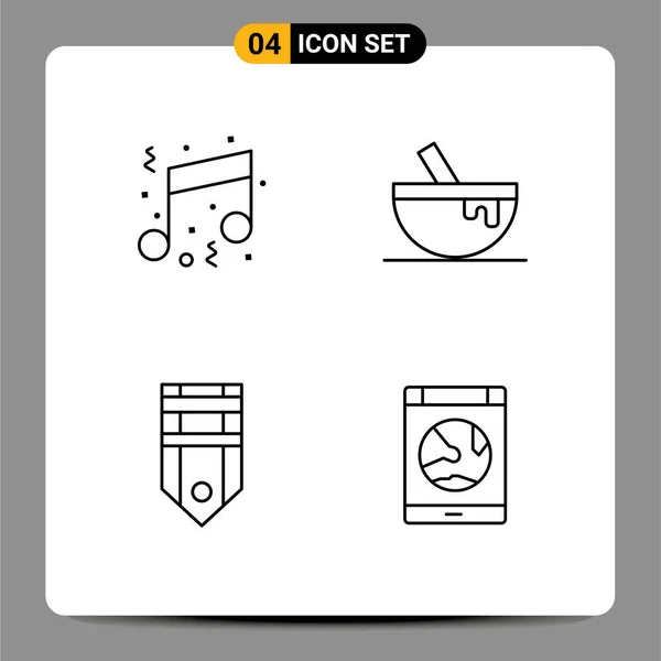 Line Pack Universal Symbols Birthday Badge Note Bowl Rank Editable — Stock Vector