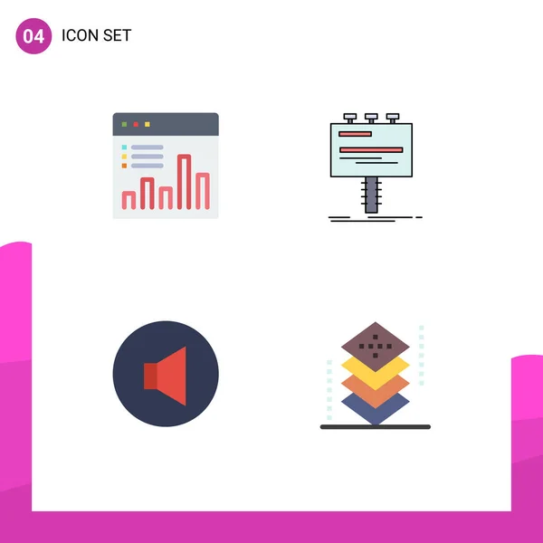 Set Von Vector Flat Icons Grid Für Analyse Promo Grafik — Stockvektor